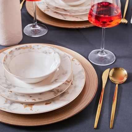 24-delni jedilni komplet, bela/siva, porcelan