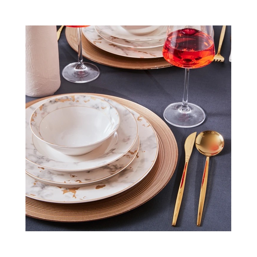 24-delni jedilni komplet, bela/siva, porcelan