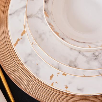 24-delni jedilni komplet, bela/siva, porcelan