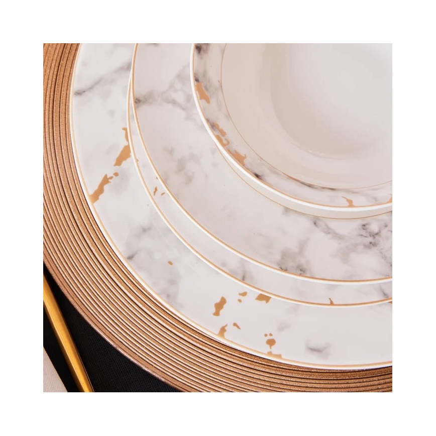 24-delni jedilni komplet, bela/siva, porcelan