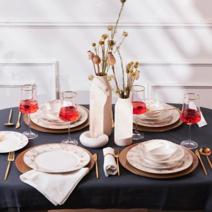 24-delni jedilni komplet, bela/siva, porcelan