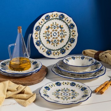 24-delni jedilni komplet iz porcelana – na voljo v beli, modri ali rumeni barvi