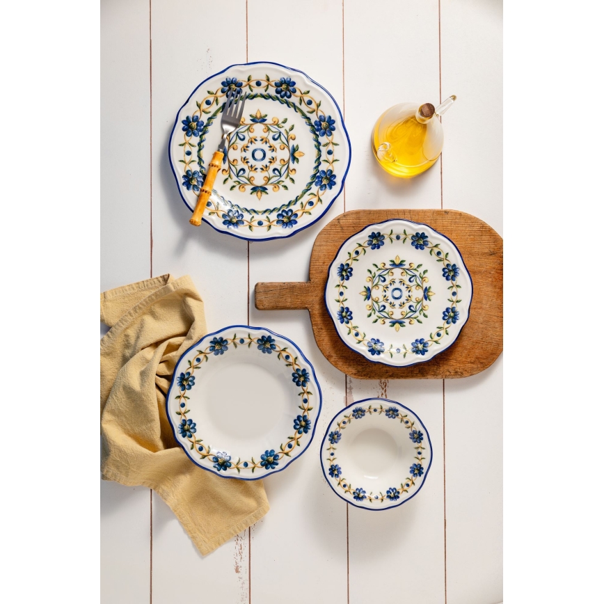 24-delni jedilni komplet iz porcelana – na voljo v beli, modri ali rumeni barvi
