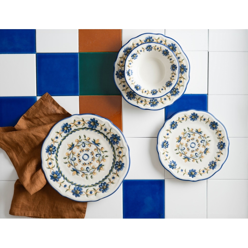 24-delni jedilni komplet iz porcelana – na voljo v beli, modri ali rumeni barvi