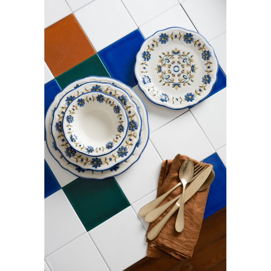 24-delni jedilni komplet iz porcelana – na voljo v beli, modri ali rumeni barvi