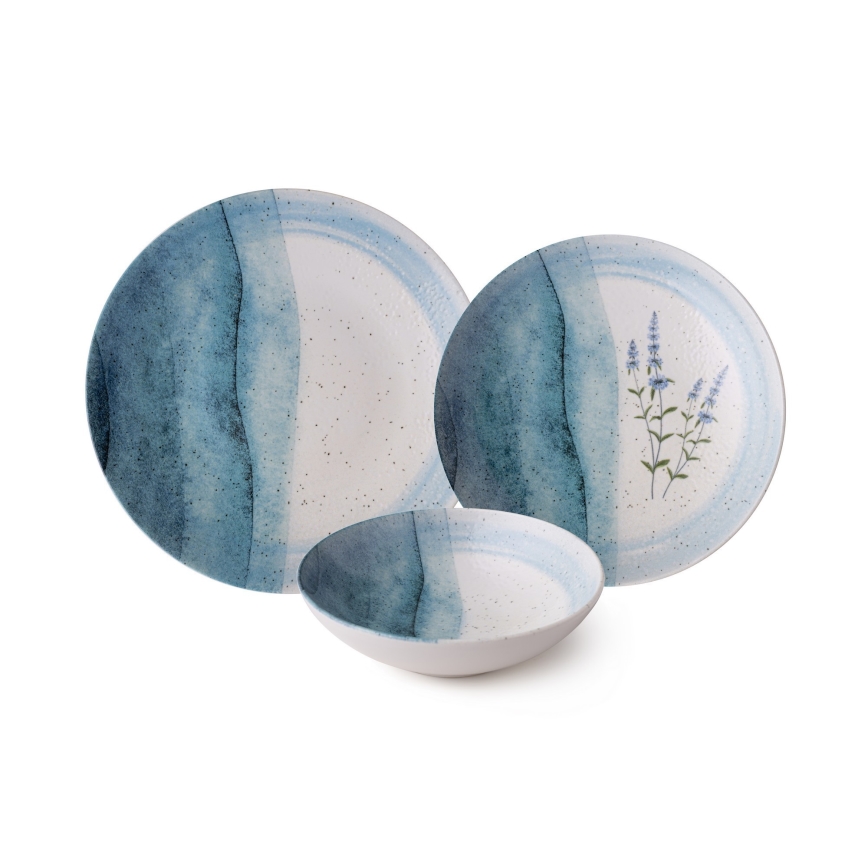 24-delni jedilni komplet modra/kremna/porcelan
