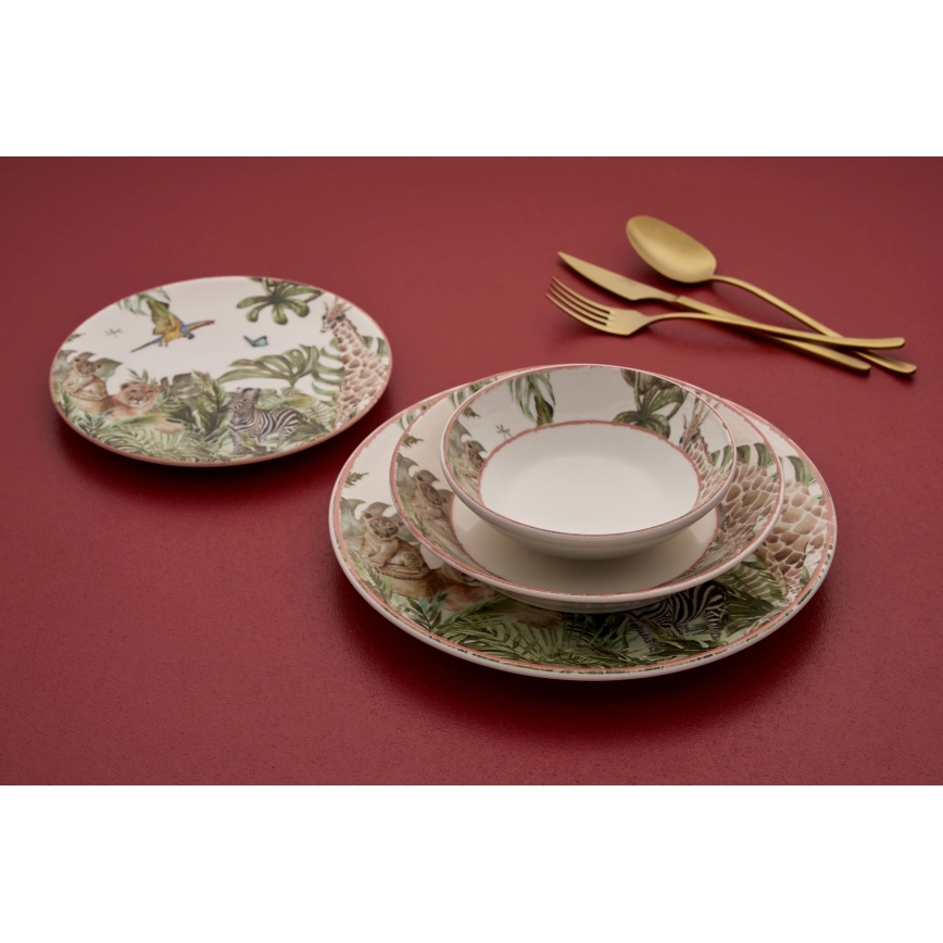 24-delni jedilni komplet, pisan, iz keramike