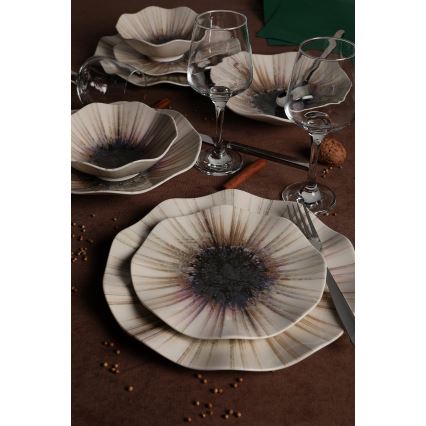 24-delni jedilni komplet rjav/porcelan