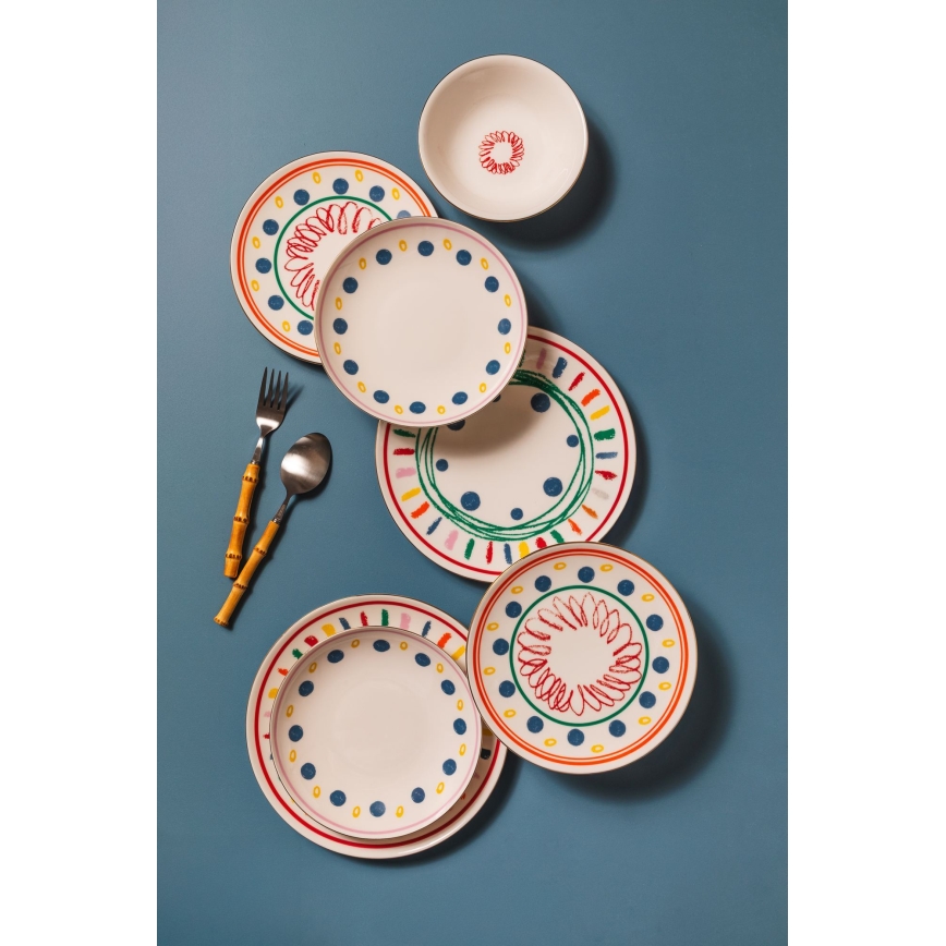 24-delni jedilni komplet, večbarven/porcelan