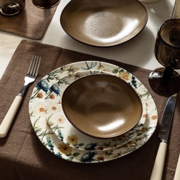 24-delni jedilni komplet večbarven/rjav/porcelan