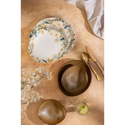 24-delni jedilni komplet večbarven/rjav/porcelan