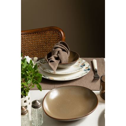 24-delni jedilni komplet večbarven/rjav/porcelan