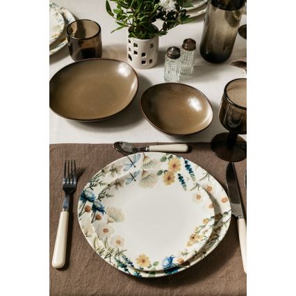 24-delni jedilni komplet večbarven/rjav/porcelan