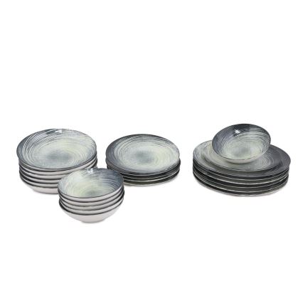 24-delni jedilni komplet, zelen/črn, porcelan