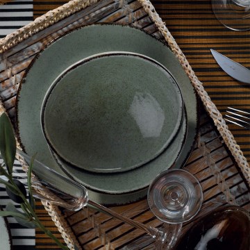 24-delni jedilni komplet, zeleni/porcelan