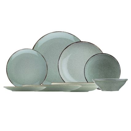 24-delni jedilni komplet, zeleni/porcelan