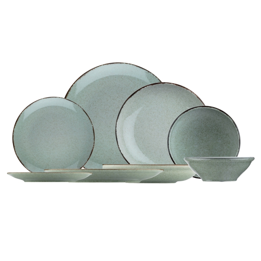 24-delni jedilni komplet, zeleni/porcelan