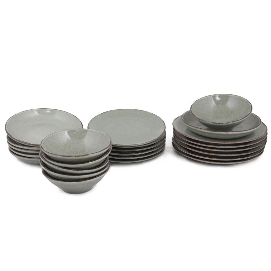 24-delni jedilni komplet, zeleni/porcelan