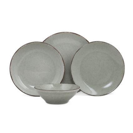 24-delni jedilni komplet, zeleni/porcelan