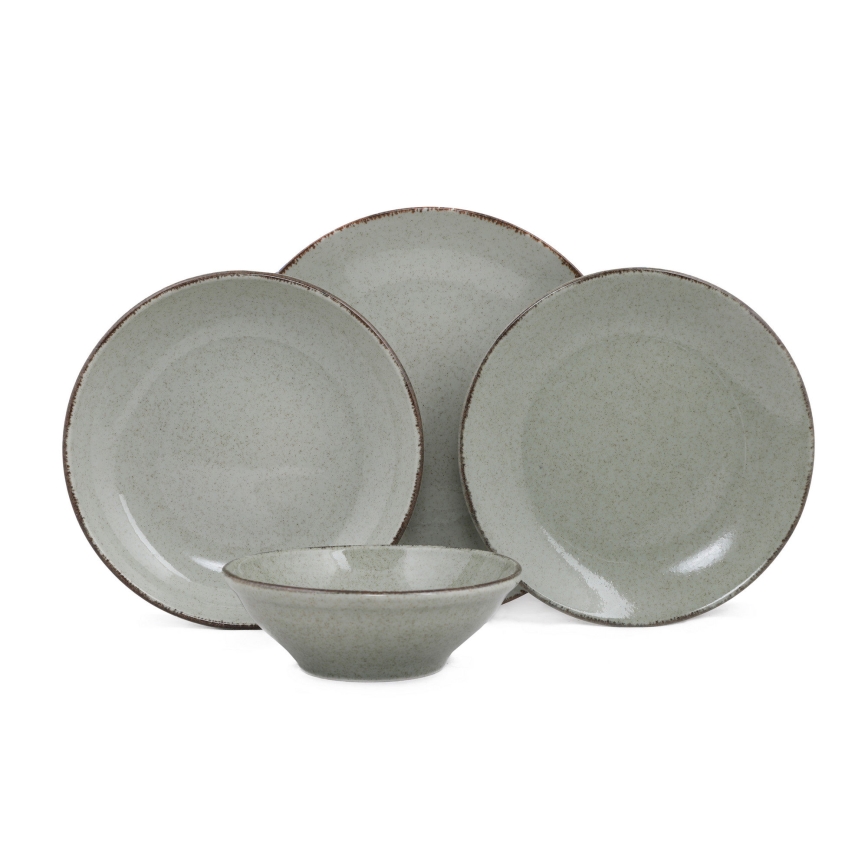 24-delni jedilni komplet, zeleni/porcelan