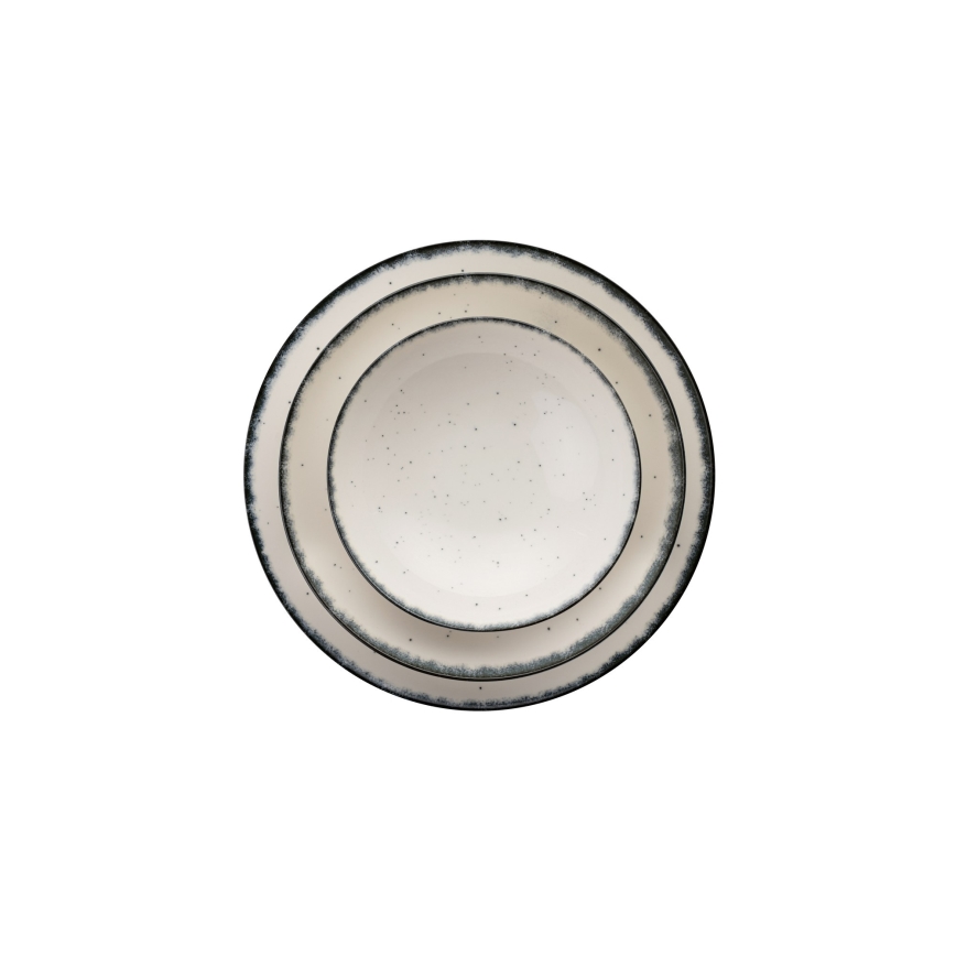 24-delni jedilni servis, bel/črn, porcelan