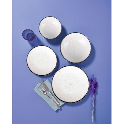 24-delni jedilni servis, bel/črn, porcelan