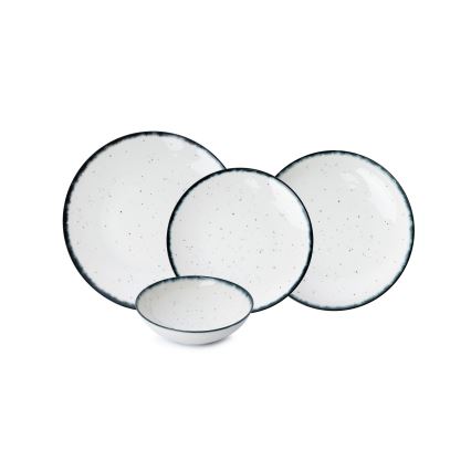 24-delni jedilni servis, bel/črn, porcelan