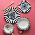 24-delni jedilni servis, bel/črn/porcelan
