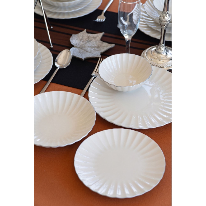 24-delni jedilni servis, bel, iz porcelana