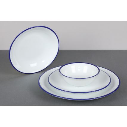 24-delni jedilni servis, bel/moder, iz porcelana