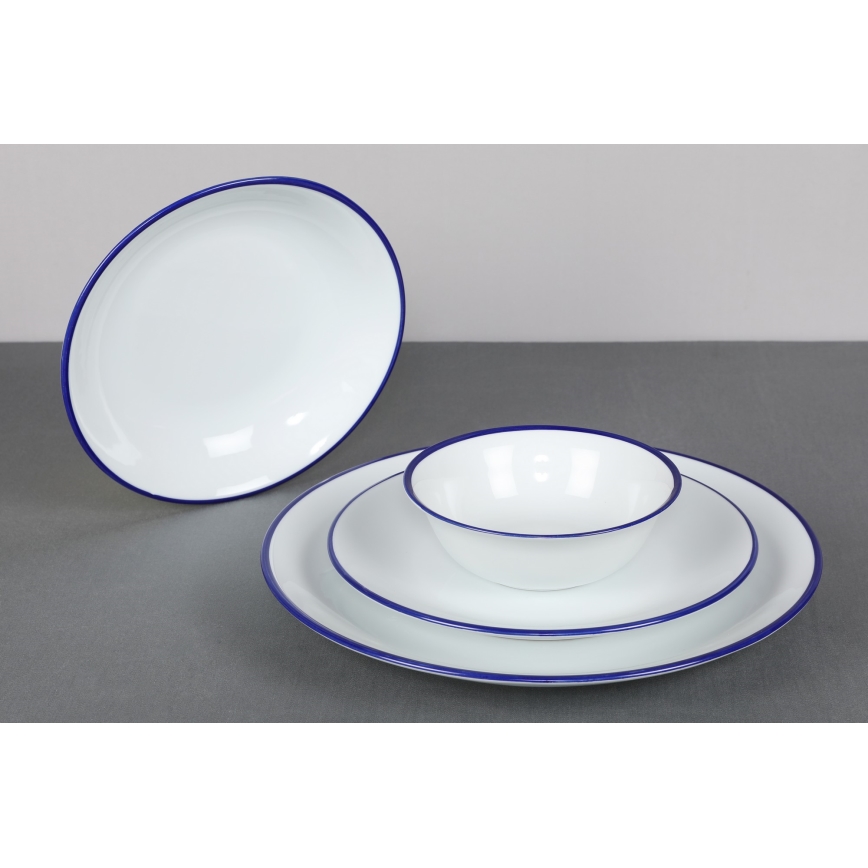 24-delni jedilni servis, bel/moder, iz porcelana