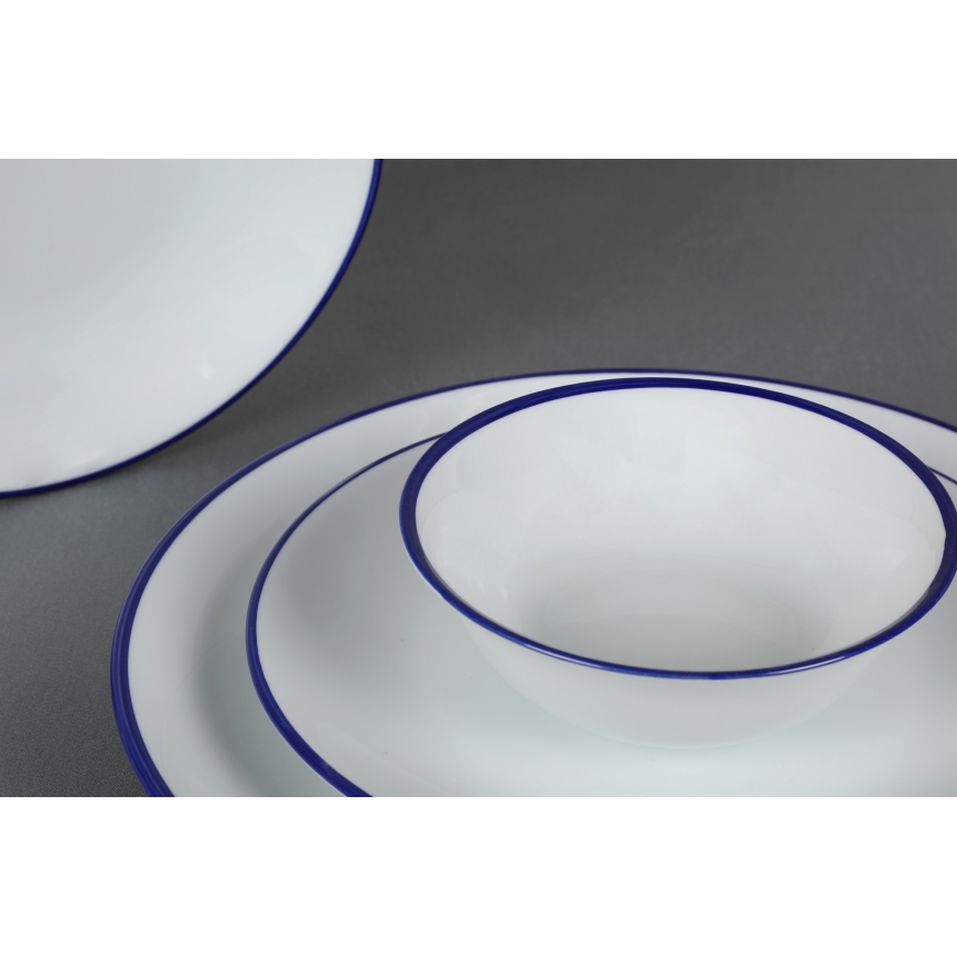 24-delni jedilni servis, bel/moder, iz porcelana
