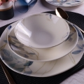 24-delni jedilni servis, bel/moder, porcelan