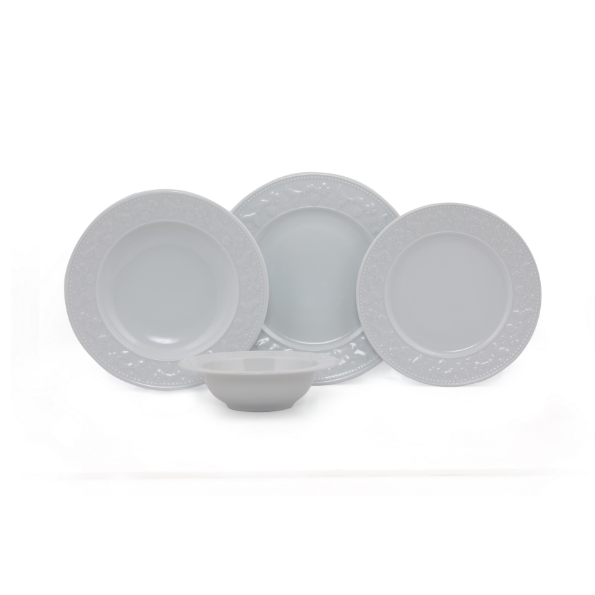 24-delni jedilni servis, bel porcelan