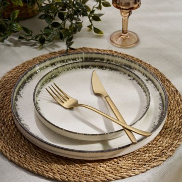 24-delni jedilni servis, bel/rjav, porcelan