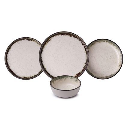 24-delni jedilni servis, bel/rjav, porcelan