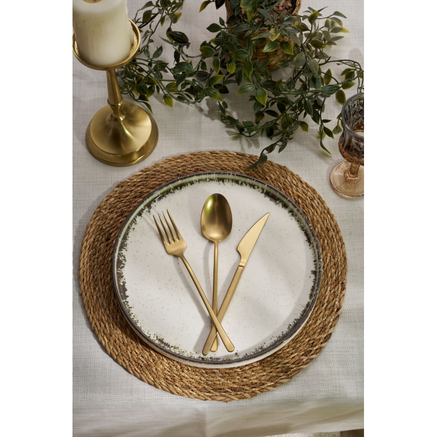 24-delni jedilni servis, bel/rjav, porcelan