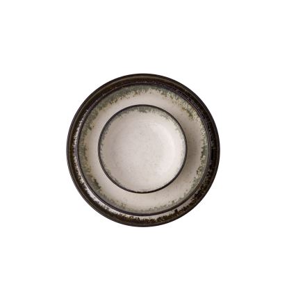 24-delni jedilni servis, bel/rjav, porcelan