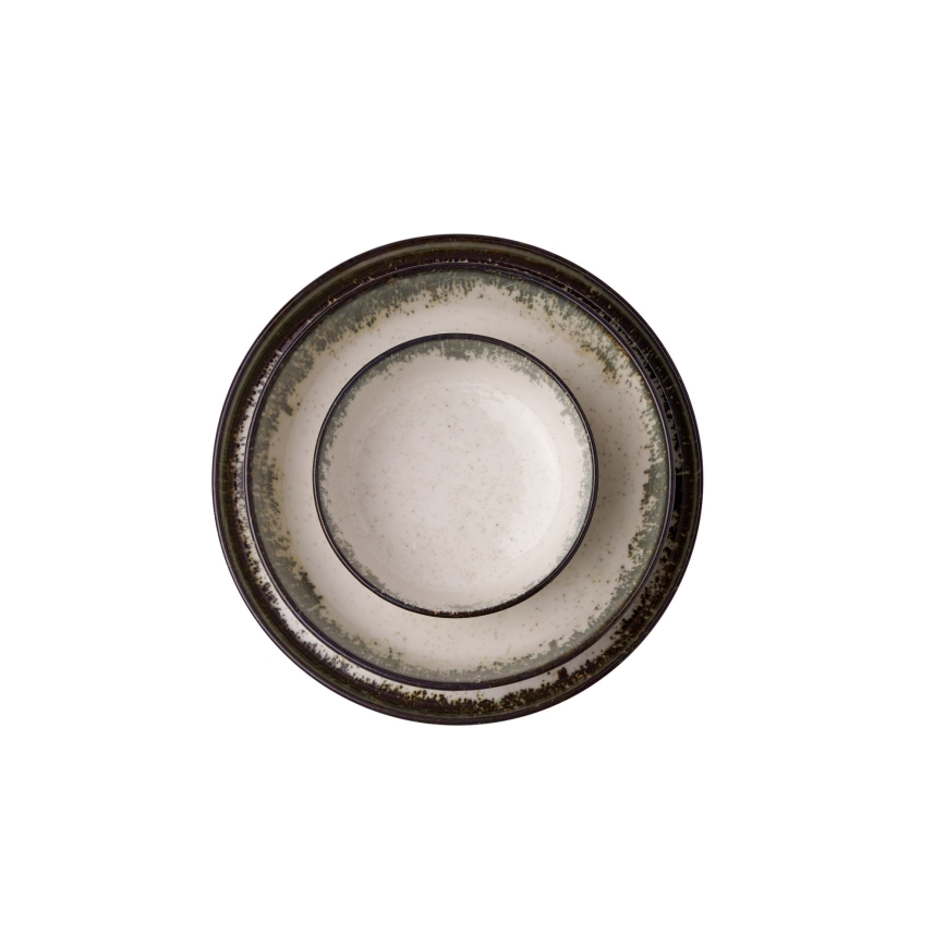 24-delni jedilni servis, bel/rjav, porcelan