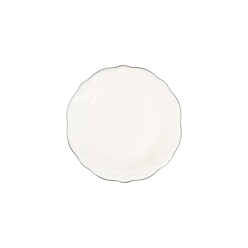 24-delni jedilni servis bel/srebrn/porcelan