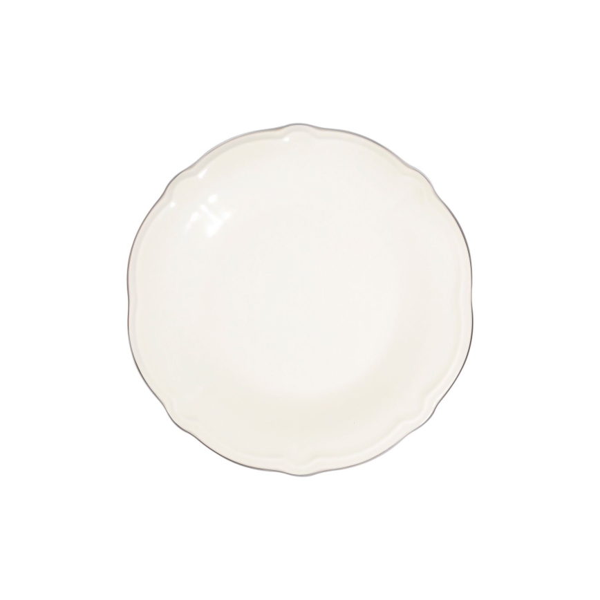 24-delni jedilni servis bel/srebrn/porcelan