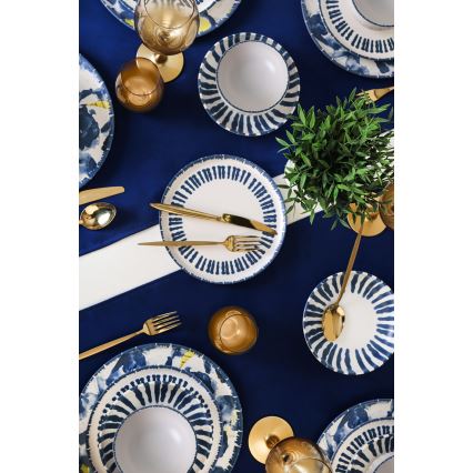 24-delni jedilni servis, bela/modra/kamenina