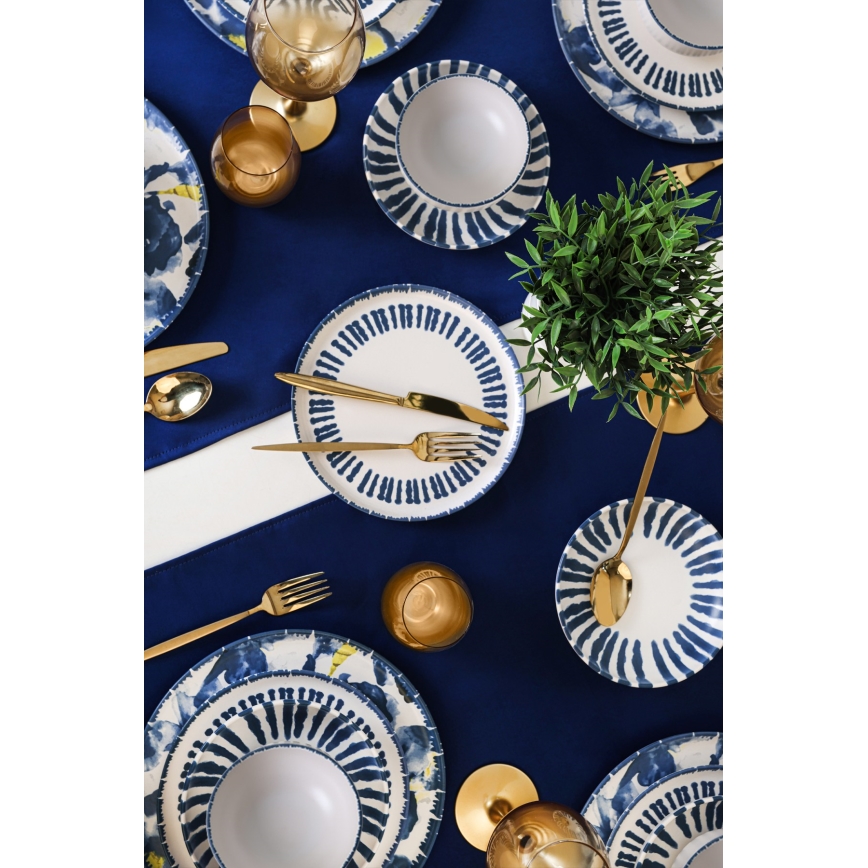 24-delni jedilni servis, bela/modra/kamenina