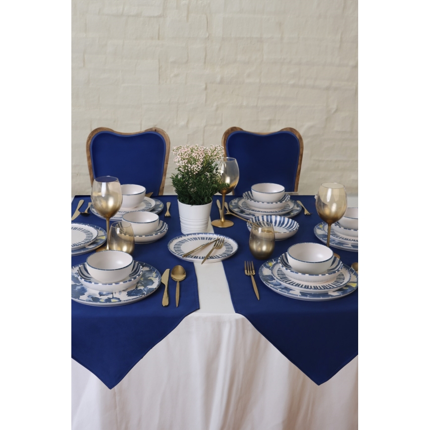 24-delni jedilni servis, bela/modra/kamenina