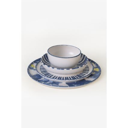 24-delni jedilni servis, bela/modra/kamenina