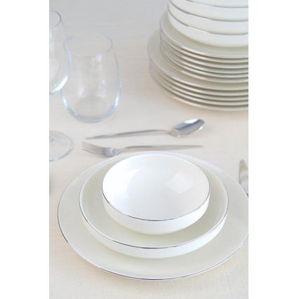 24-delni jedilni servis, bela/srebrna/porcelan
