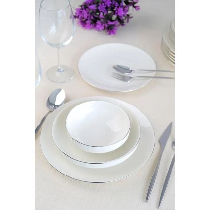 24-delni jedilni servis, bela/srebrna/porcelan