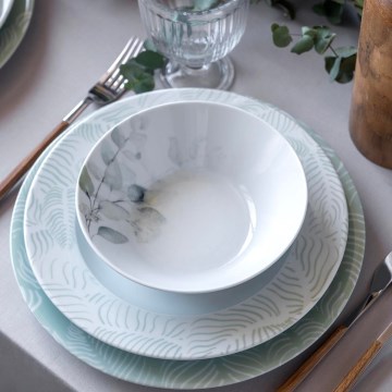 24-delni jedilni servis bela/zelena/porcelan