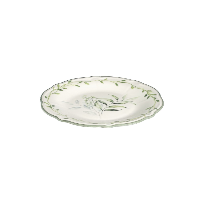 24-delni jedilni servis, bela/zelena, porcelan