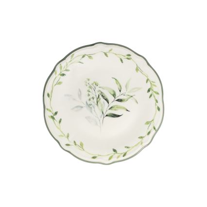 24-delni jedilni servis, bela/zelena, porcelan